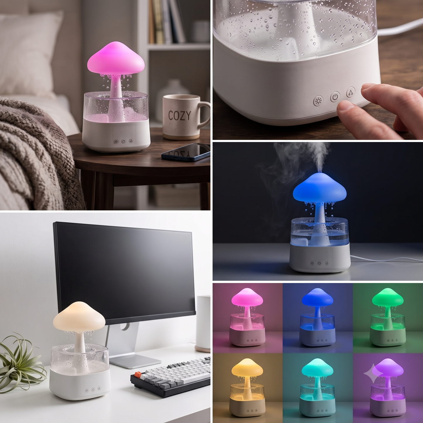 🍄 Mushroom Rain Cloud Humidifier & Aroma Diffuser