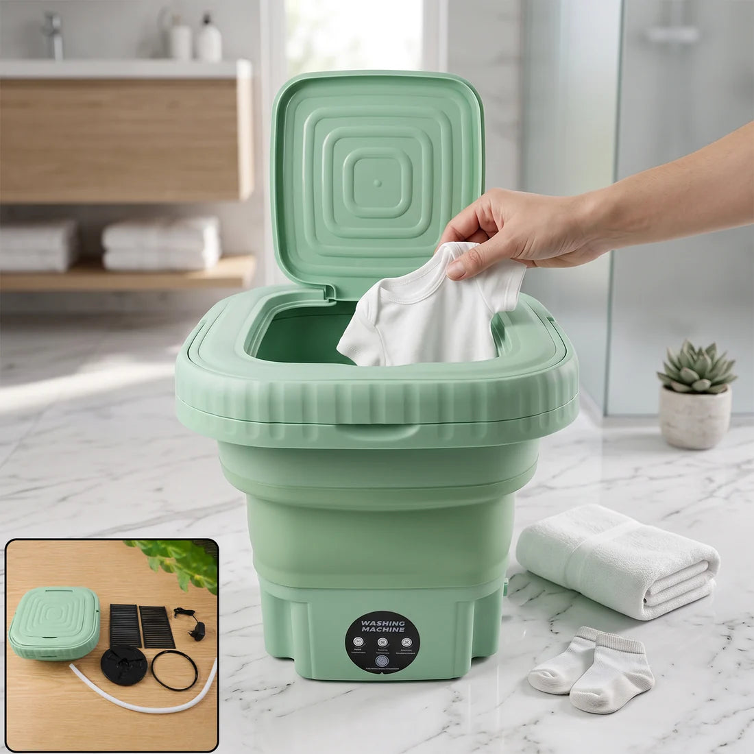 🧺 Portable Foldable Mini Washing Machine – Compact Laundry Solution